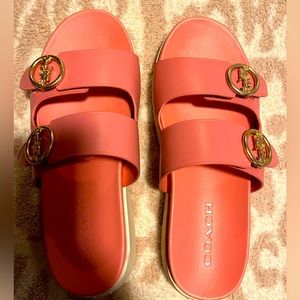Coach Gable Leather Bubblegum Barbie Leather Sandals. Size 38 or 7.5